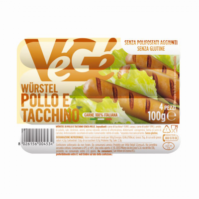 WURSTEL TACCHINO POLLLO   100 G   4 PZ